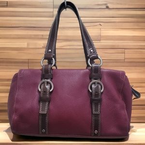 90s y2k Coach Burgundy Satchel Bag F10887 Excellent Pebbled Leather $358